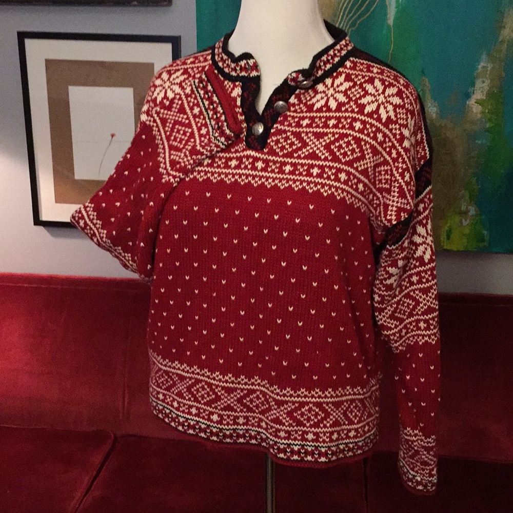 Cotton knit Nordic/Irish style sweater
